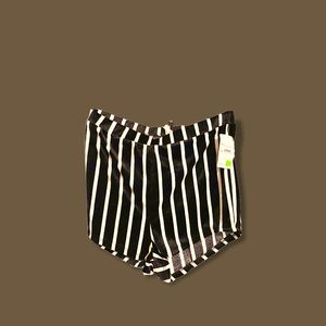 Black and white striped velour shorts